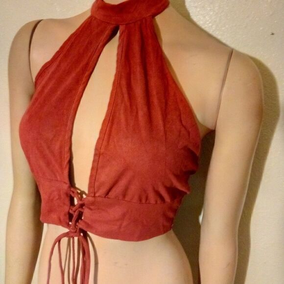 U.S.A size M brown felt half shirt - Picture 5 of 8